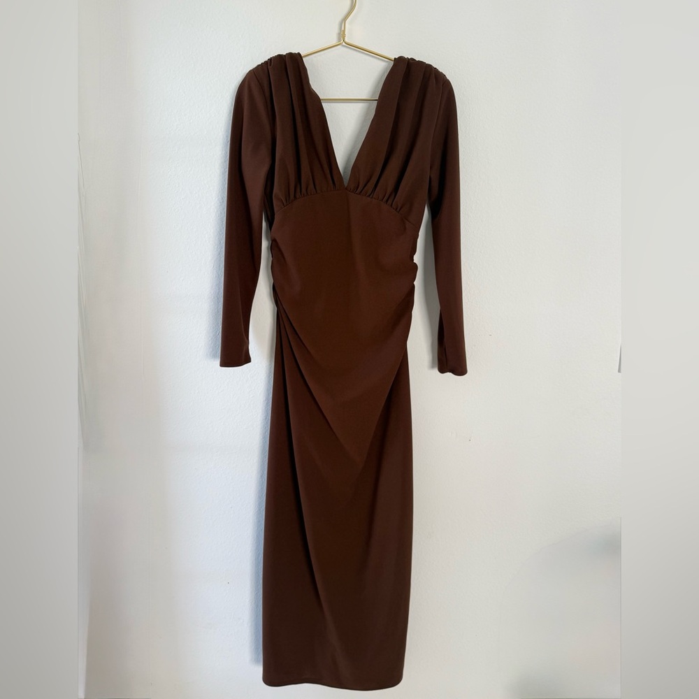 Deep v long sleeve dress